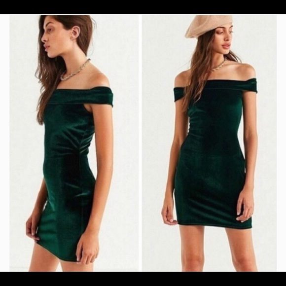 Urban Outfitters Velvet Off-Shoulder Mini Dress - Picture 2 of 3